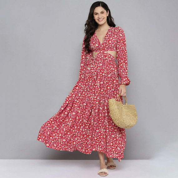 https://www.wavique.com/products/red-beige-floral-waist-cut-out-maxi-dress