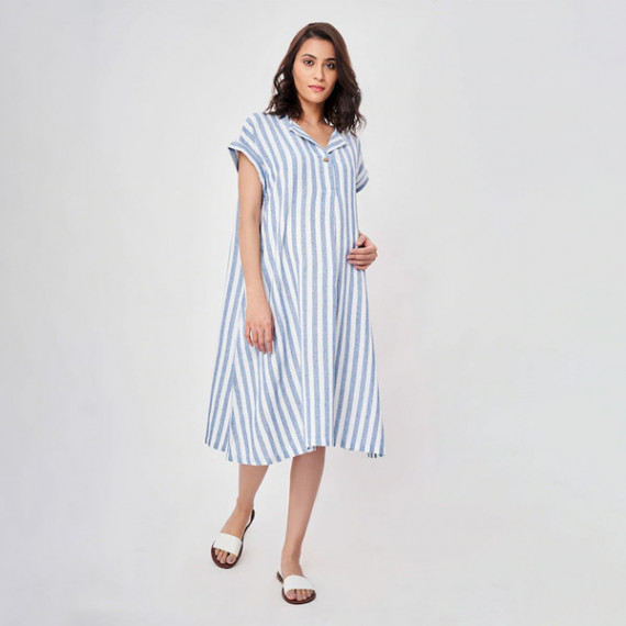 https://www.wavique.com/products/blue-striped-maternity-shirt-midi-dress